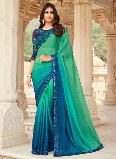 Sea Green TFH SANDAL WOOD 8th EDITION Latest Stylish Fancy Party Wear Mix Silk Heavy Designer Saree Collection SW-804